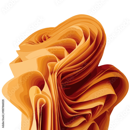 Swirling orange ribbons isolated on white background, Vector, illustration