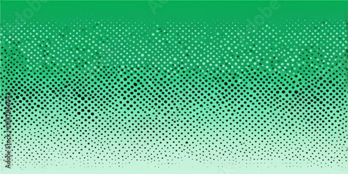 Green abstract background featuring a geometric pattern of vector lines and halftone dots with blue light elements for a digital mosaic wallpaper design
