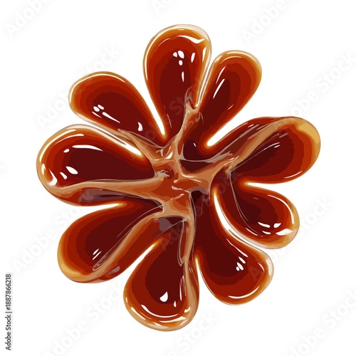 Rich, golden caramel sauce drizzle isolated on white background, Vector, illustration