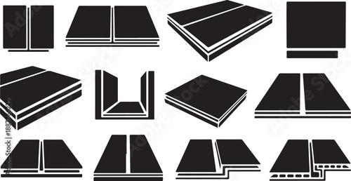 Various Black Book Covers and Pages in Simple Style
