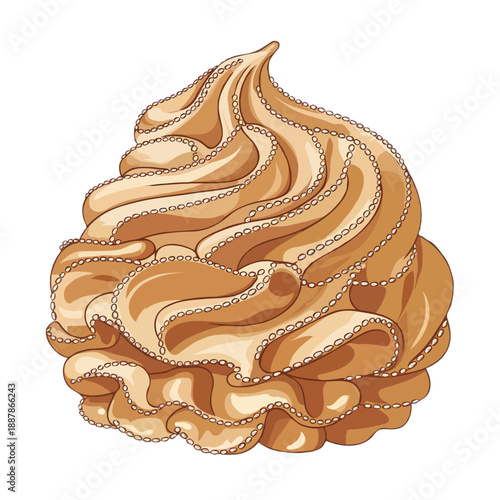 Swirled chocolate dessert topping isolated on white background, Vector, illustration