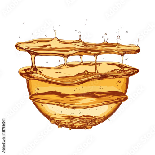 Golden liquid splashing isolated on white background, Vector, illustration