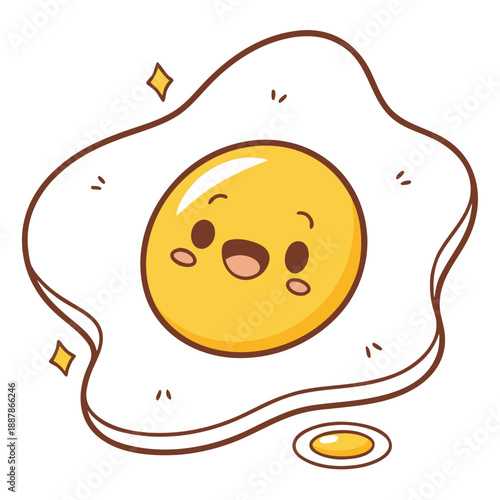 Kawaii Omelette Egg Vector