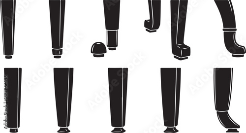 Collection of various black boots and legs illustrations