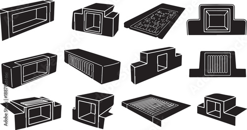 Isometric 3D Building Blocks and Architectural Elements Illustration Set