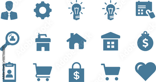 Business icons set on white background