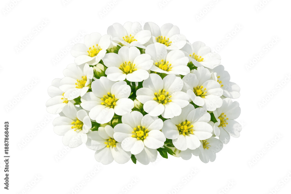 Obraz premium White flower cluster blooming in spring, illustrating nature's beauty and new beginnings on transparent background