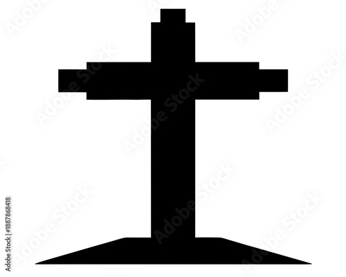Christian Easter Cross Silhouette Vector, Religious Holiday Design