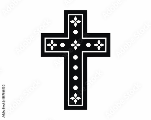Minimalist Easter Cross Vector Silhouette, Spring Holiday and Christianity Concept
