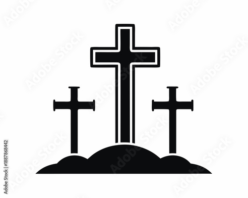 Christian Easter Cross Silhouette Vector, Religious Holiday Design