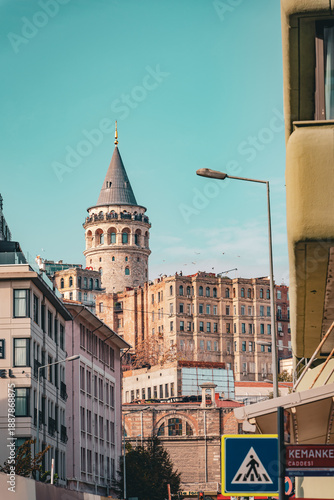 vertical telephoto view of Historic in Kemankeş Karamustafa Paşa, Beyoğlu, Tu...