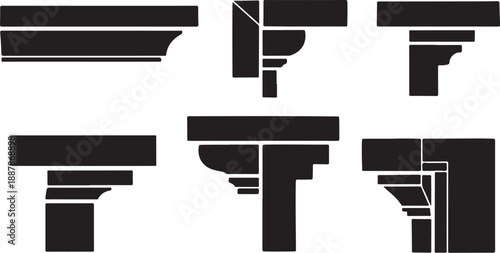 Collection of black and white architectural column designs