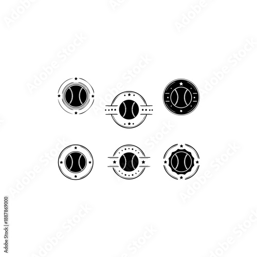 Set of six vintage baseball emblem logos perfect for sports branding and team identification