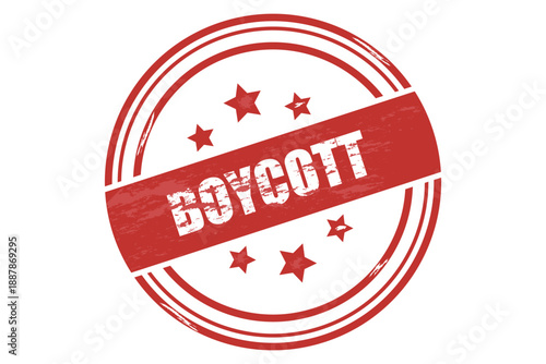 Boycott red stamp on transparent background