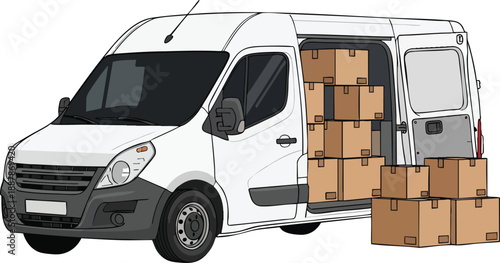 Express Parcel Delivery, Flat Illustration of a Lorry