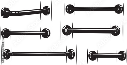 Graphic illustration of various grab bar designs and styles