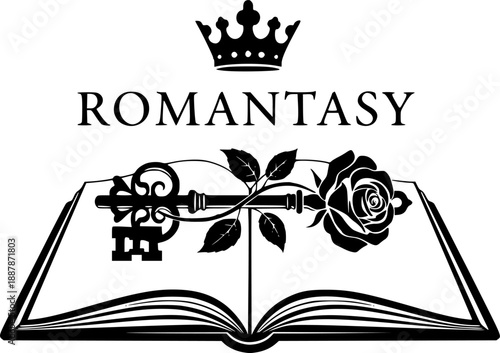 Romantasy Fiction Genre Symbol Vector Silhouette
