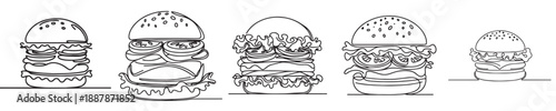 vector burger style continuous line
