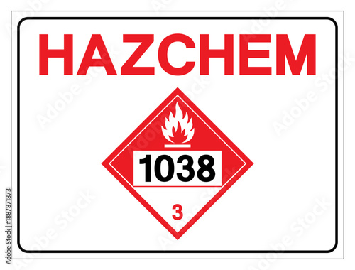 Hazard Chemical Ethylene NOS UN1038 Symbol Sign, Vector Illustration, Isolate On White Background, Label.EPS10