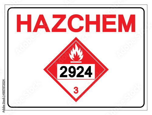 Hazard Chemical Flammable Liquid Corrosive NOS UN2924 Symbol Sign, Vector Illustration, Isolate On White Background, Label.EPS10