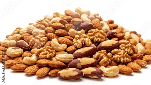 Wallpaper Mural Delicious and Healthy Pile of Mixed Nuts with Almonds, Cashews, Walnuts, and Brazil Nuts on White Background Torontodigital.ca