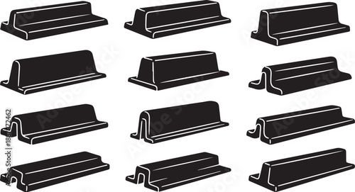 Various Metal Rail Profiles and Cross Sections Illustration Set