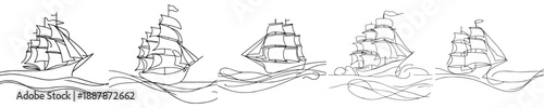 ship vector with continuous line style