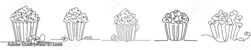 popcorn vector with continuous line style