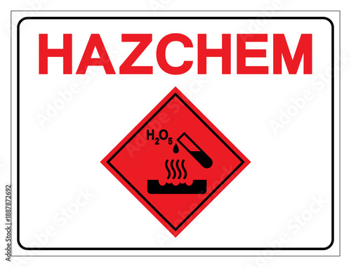 Hazard Chemical Corrosive H2 O5 Symbol Sign, Vector Illustration, Isolated On White Background Label. EPS10