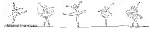 ballet dancing woman vector with continuous line style