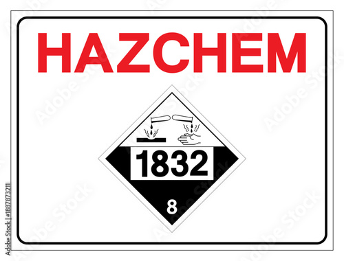 Hazard Chemical UN1832 Class 8 Sulfuric Acid Spent Symbol Sign, Vector Illustration, Isolate On White Background Label. EPS10