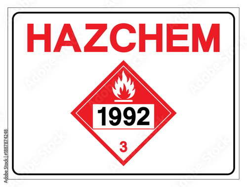 Hazard Chemical Flammable Liquid NOS UN1992 Symbol Sign, Vector Illustration, Isolate On White Background, Label.EPS10