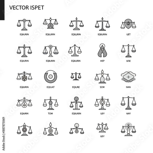 Scales of justice icons set.