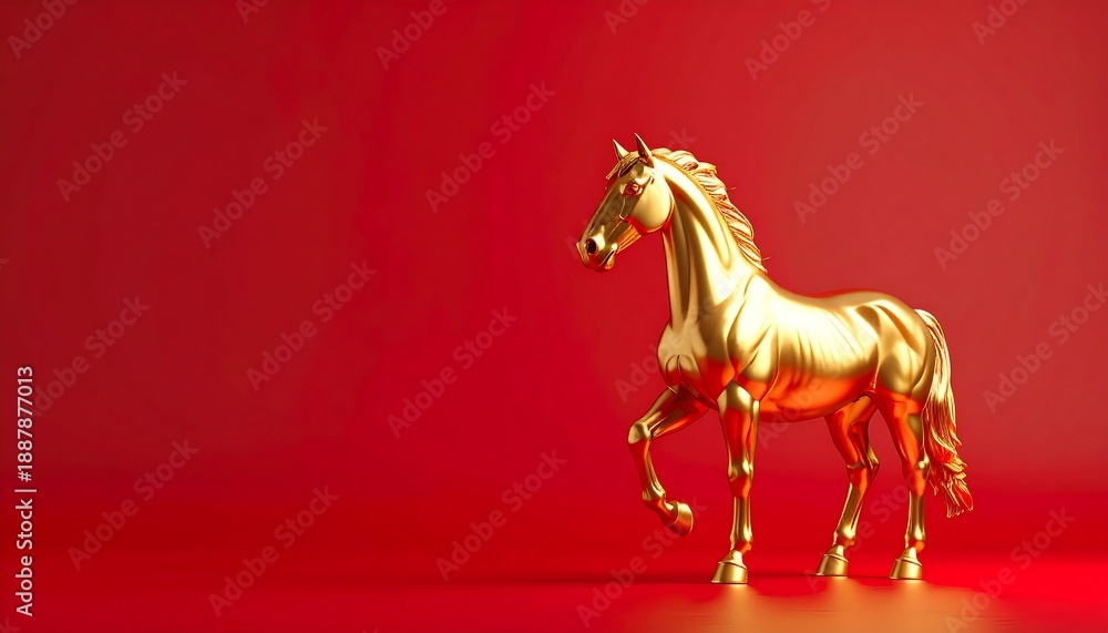 Fototapeta premium Majestic Golden Horse Symbol of Prosperity