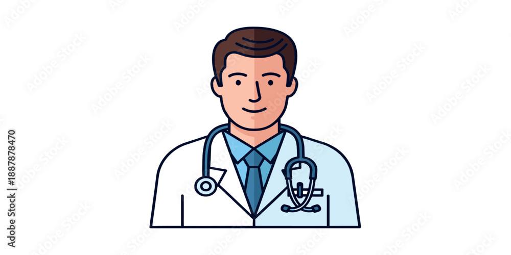 Fototapeta premium Professional Doctor Illustration with Medical Uniform and Stethoscope