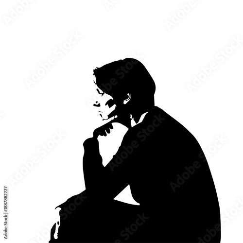Silhouette of a thoughtful young woman.