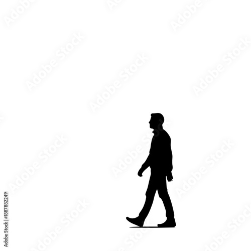 Silhouette of a walking business man.