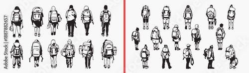 school kids cartoon characters, student illustration set, cute children with backpacks, hand drawn school kids, black and white student doodles, kids education illustration, school character collectio