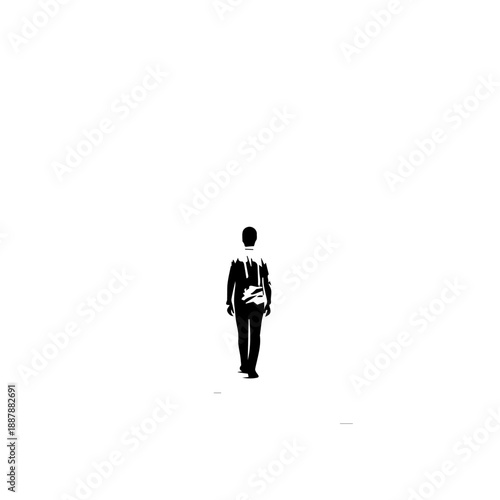 Businessman Walking Alone in Suit.