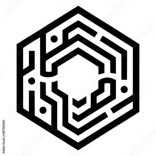 Hexagon Tech Logo Icon for AI and Blockchain Platforms