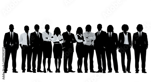 Silhouettes of business people standing in a row