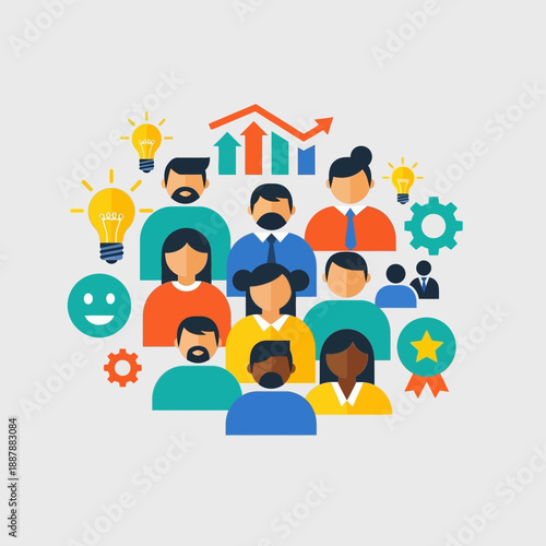 Diverse group of happy people together.