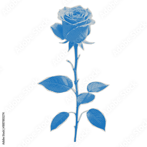 Halftone Rose Flower Retro