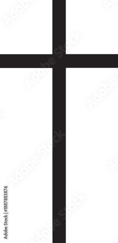 Simple christian cross vector illustration, upright religious symbol on transparent background