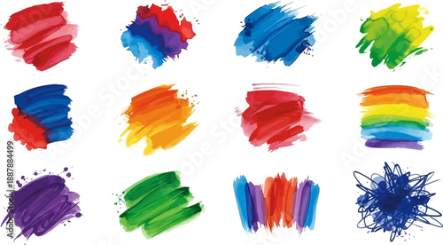 Vibrant hand painted watercolor strokes splashes and colorful abstract textures.eps