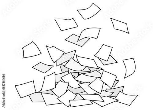 風で舞う書類、紙