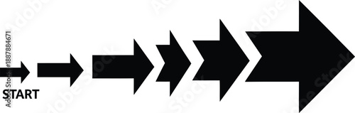 A series of black arrows pointing to the right direction, indicating progress and movement towards a goal or target, often used in graphic design and illustrations