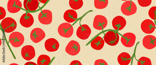 Vector seamless background. Minimalistic abstract vegetable pattern. Modern tomato print. Perfect for textile design, screensavers, covers, cards, invitations and posters.