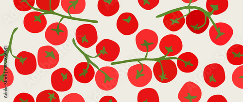 Vector seamless background. Minimalistic abstract vegetable pattern. Modern tomato print. Perfect for textile design, screensavers, covers, cards, invitations and posters.