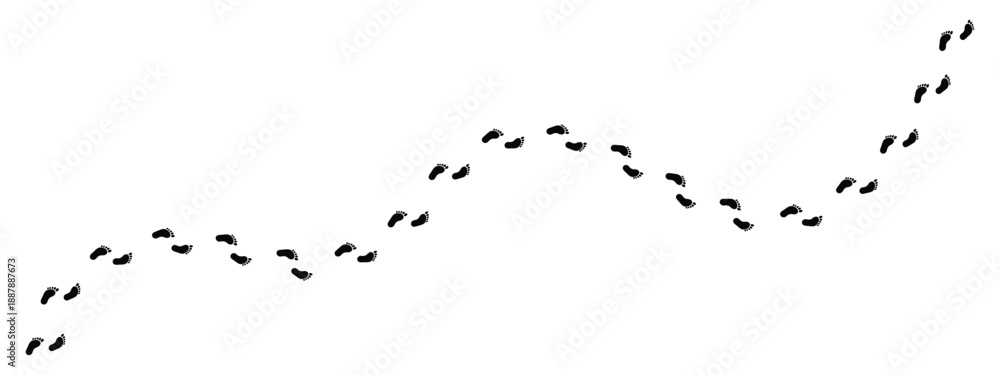 Obraz premium Human Footprints Path Way Vector Illustration on White Background.